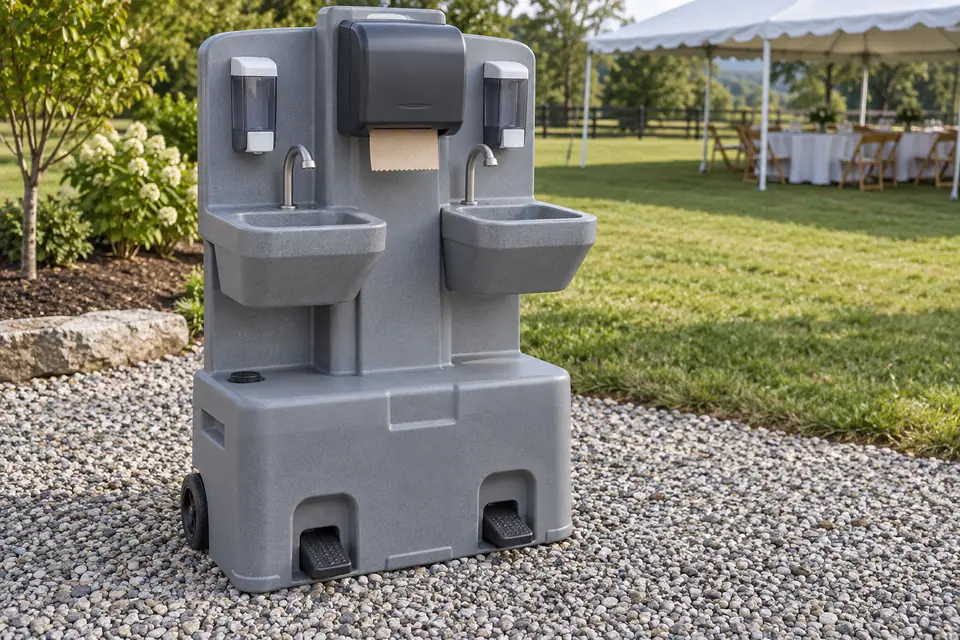Two-sided portable handwashing station